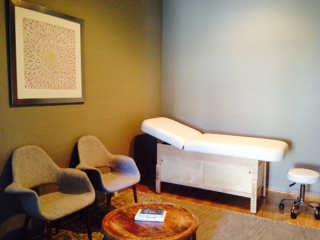 "Reiki: the Infinite Field" in an integrative practice exam room in California.