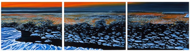 2013 Winner of the Manhattan Arts International Award of Excellence: "Iceberg Wasteland" by Mary Lou Dauray. Oils on canvas. 24" x 90". www.maryloudauray.com