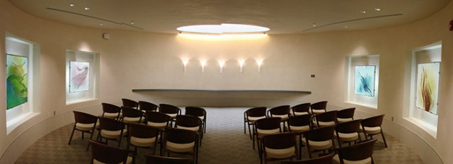 Elizabeth Devereaux's work installed in the sacred space at Santa Barbara Cottage Hospital.